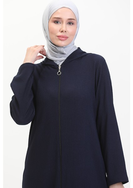 Bürümcük Kumaş Kapüşonlu Spor Ferace 1045-01 Lacivert