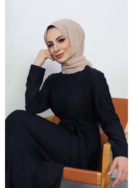 Kuşaklı Elbise 0582-02 Lacivert