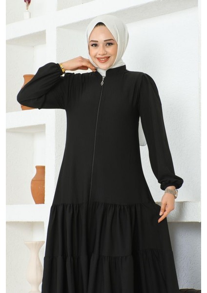 Eteği Katlı Jessica Krep Ferace 0031-04 Siyah