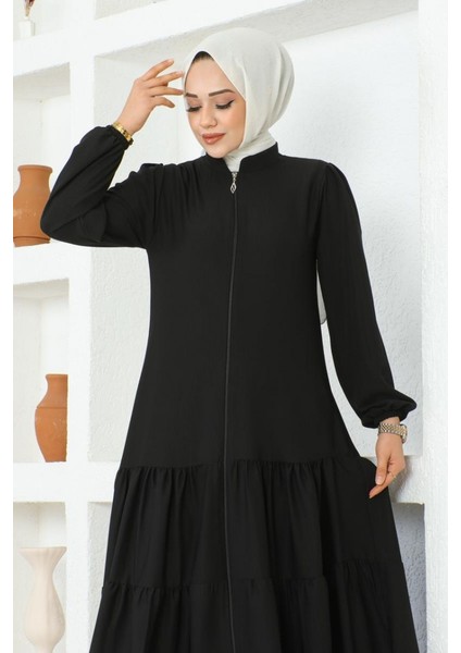 Eteği Katlı Jessica Krep Ferace 0031-04 Siyah