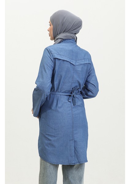 Tensel Kumaş Cepli Hamile Tunik 2700127-02 Kot Mavi indirimleri