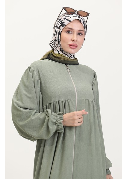 Robadan Büzgülü Ferace 1052-07 Çağla Yeşili