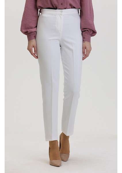 Düz Paça Pantolon 1153-04 Beyaz