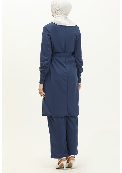 Kuşaklı Tunik Pantolon Ikili Takım 0690-11 Indigo indirimleri