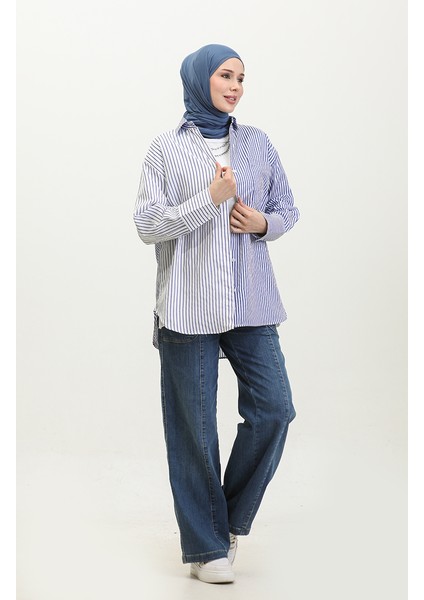 Garnili Çizgili Gömlek 4809-01 Saks fiyatları
