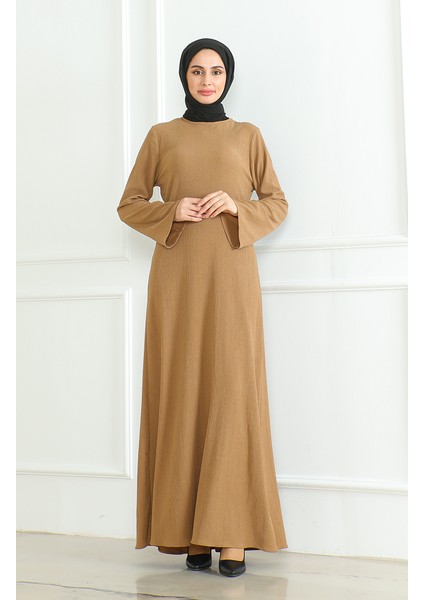 Bürümcük Kumaş Düz Spor Elbise 1003-02 Sütlü Kahve