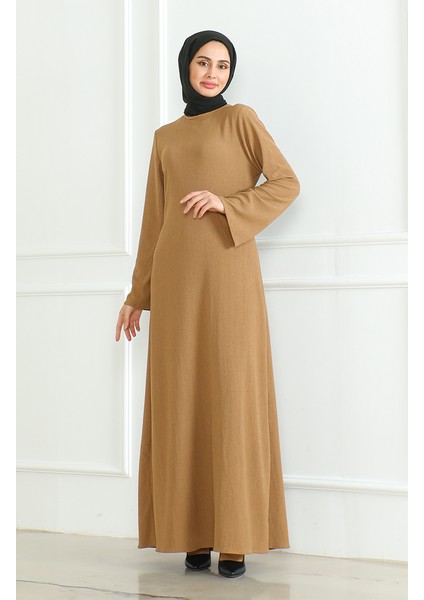 Bürümcük Kumaş Düz Spor Elbise 1003-02 Sütlü Kahve