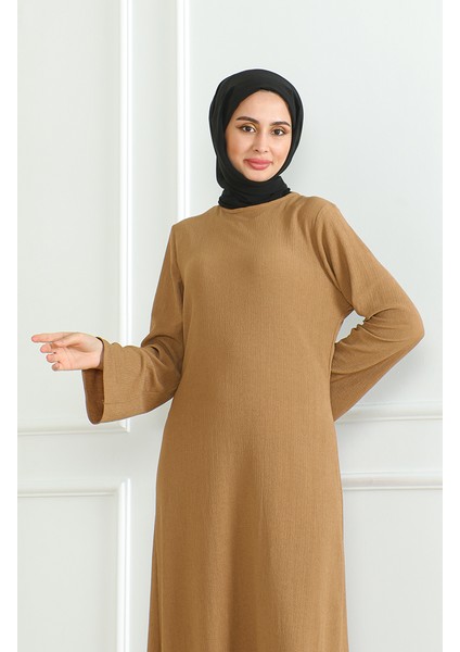 Bürümcük Kumaş Düz Spor Elbise 1003-02 Sütlü Kahve