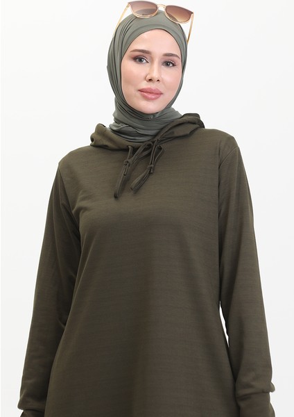 Iki Iplik Kapüşonlu Spor Elbise 0190-23 Koyu Haki fiyatları