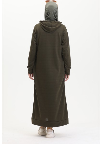 Iki Iplik Kapüşonlu Spor Elbise 0190-23 Koyu Haki fırsatları
