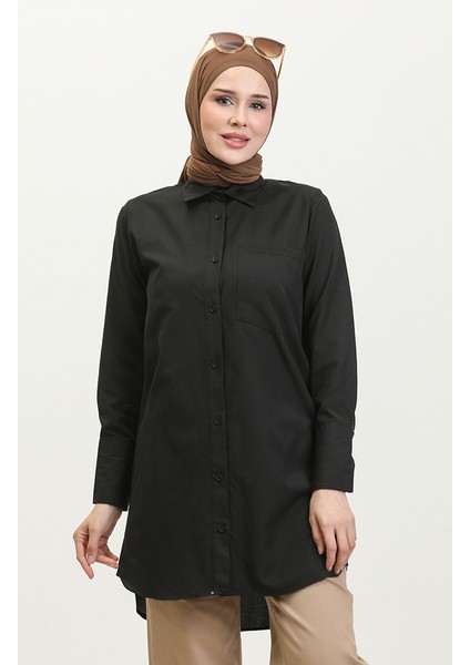 Düğmeli Tunik 4820-05 Siyah