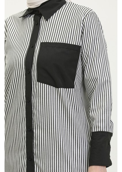 Çizgili Garnili Tunik 4821-03 Siyah fırsatları
