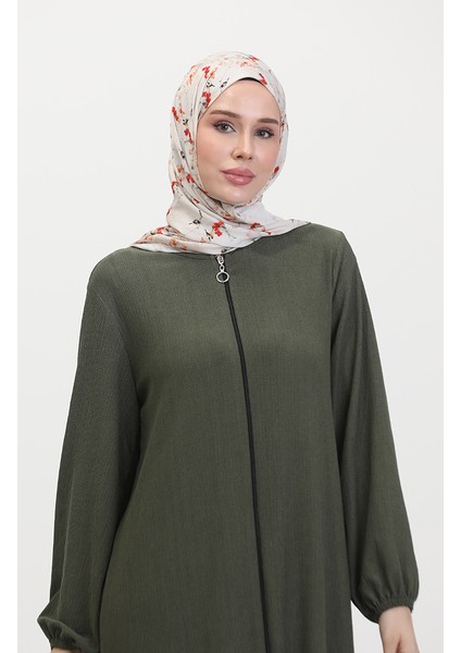 Asimetrik Kesim Fermuarlı Tunik 1047-02 Haki