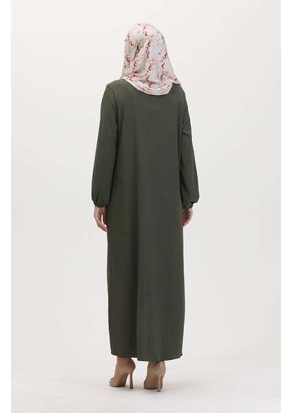 Asimetrik Kesim Fermuarlı Tunik 1047-02 Haki