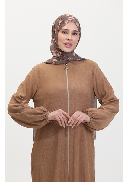 Asimetrik Kesim Fermuarlı Tunik 1047-03 Vizon