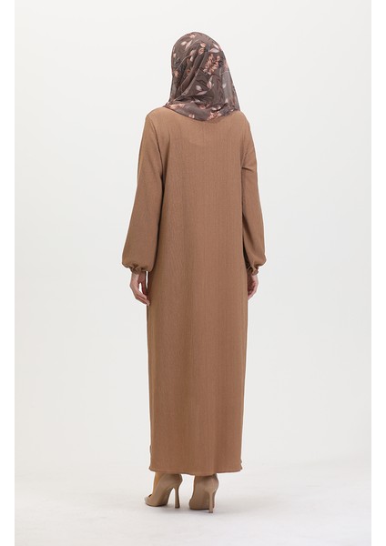 Asimetrik Kesim Fermuarlı Tunik 1047-03 Vizon
