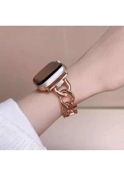 Apple Watch Band Uyumlu 38,40,41 Mm, Iwatch Seri 10 42 mm Paslanmaz Çelik Denim Zincir Şık Kordon modelleri