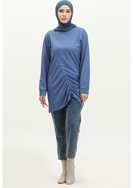 Büzgülü Tunik 23065-02 Saks