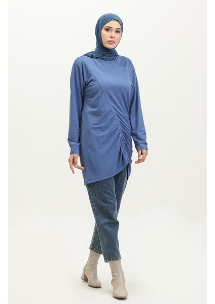 Büzgülü Tunik 23065-02 Saks
