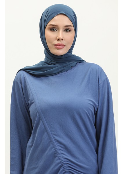 Büzgülü Tunik 23065-02 Saks