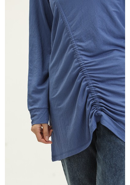 Büzgülü Tunik 23065-02 Saks