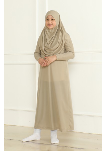 Tek Parça Başörtülü Pratik Çocuk Namaz Elbisesi 1985-02 Vizon fiyatları