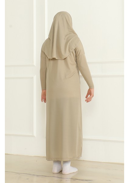 Tek Parça Başörtülü Pratik Çocuk Namaz Elbisesi 1985-02 Vizon fırsatları