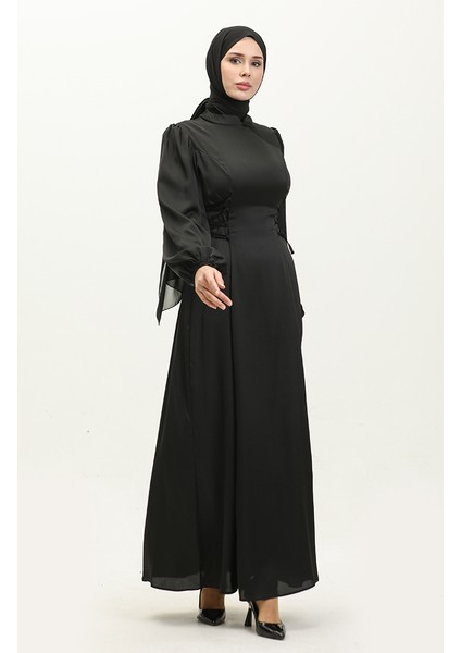 Yandan Bağlamalı Abiye Elbise 6156-03 Siyah