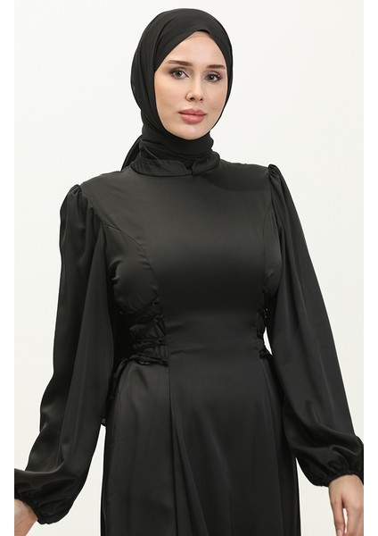 Yandan Bağlamalı Abiye Elbise 6156-03 Siyah