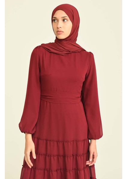 Büzgülü Abiye Elbise 5712-04 Bordo
