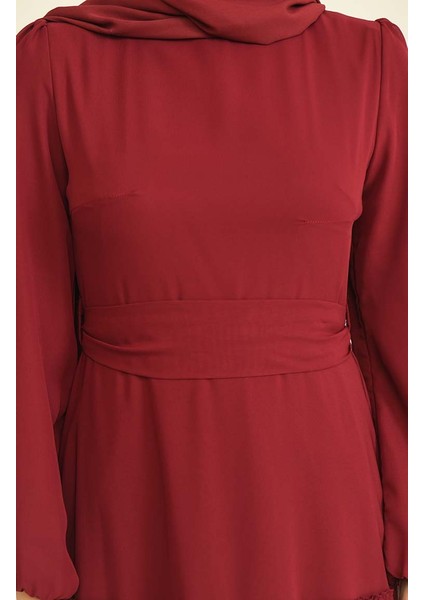 Büzgülü Abiye Elbise 5712-04 Bordo