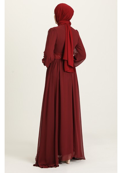 Payetli Abiye Elbise 5408-06 Bordo