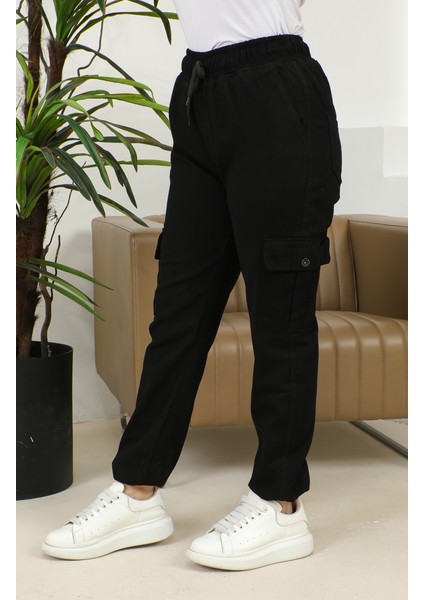 Beli Lastikli Jogger Kot Pantolon 3004-01 Siyah