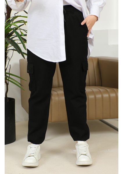 Beli Lastikli Jogger Kot Pantolon 3004-01 Siyah