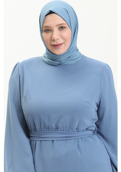 Büzgülü Abiye Elbise 5712-02 Indigo
