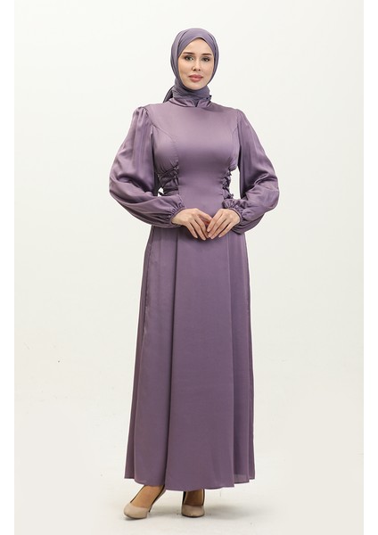 Yandan Bağlamalı Abiye Elbise 6156-07 Lila