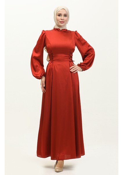 Yandan Bağlamalı Abiye Elbise 6156-08 Bordo