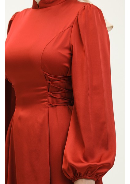 Yandan Bağlamalı Abiye Elbise 6156-08 Bordo fırsatları