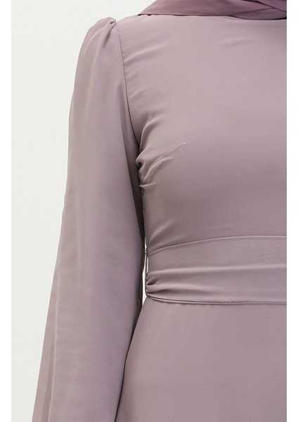 Büzgülü Abiye Elbise 5712-07 Lila