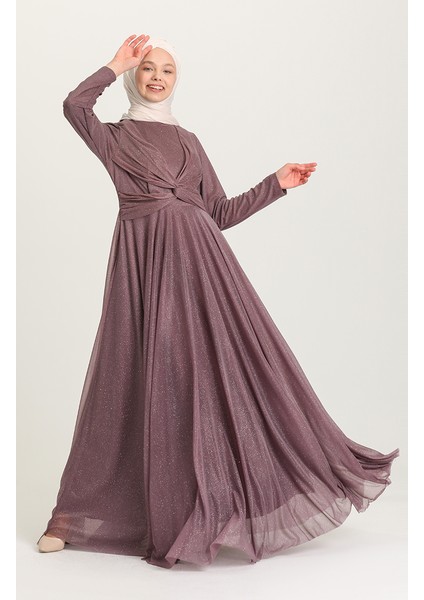 Simli Abiye Elbise 5397-04 Lila