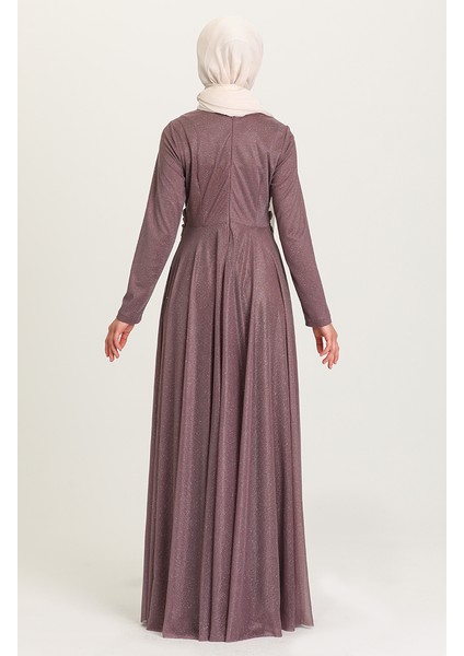 Simli Abiye Elbise 5397-04 Lila