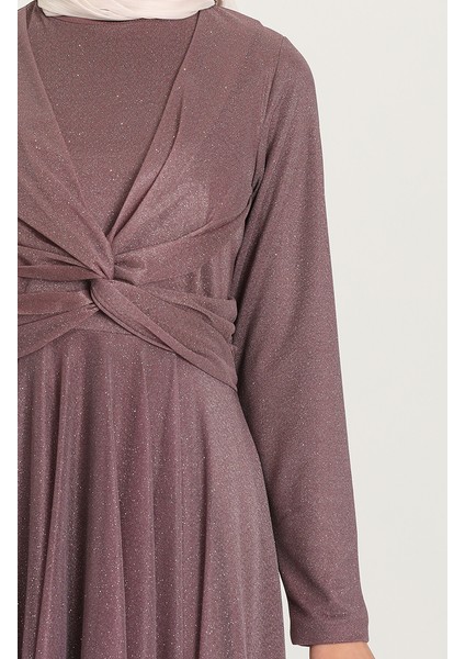 Simli Abiye Elbise 5397-04 Lila