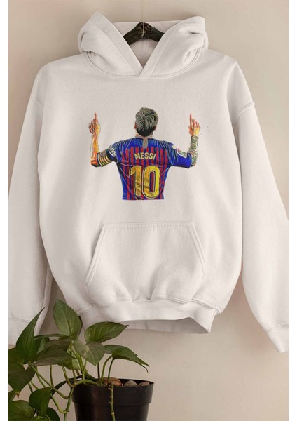 Lionel Messi Goat Baskılı Unisex Pamuklu Kapüşonlu Sweatshirt Hoodie