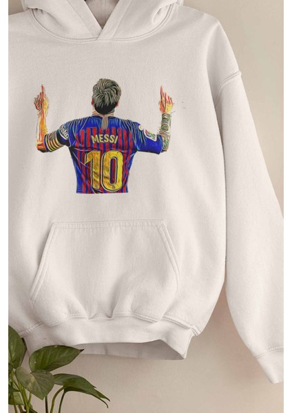 Lionel Messi Goat Baskılı Unisex Pamuklu Kapüşonlu Sweatshirt Hoodie