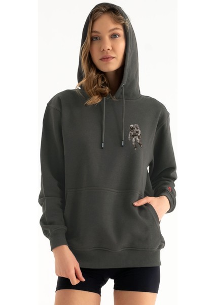 Astronot Tasarım Kapşonlu Sweatshirt