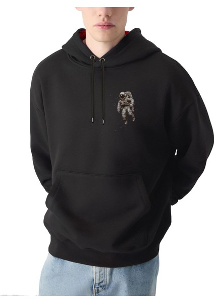 Astronot Tasarım Kapşonlu Sweatshirt