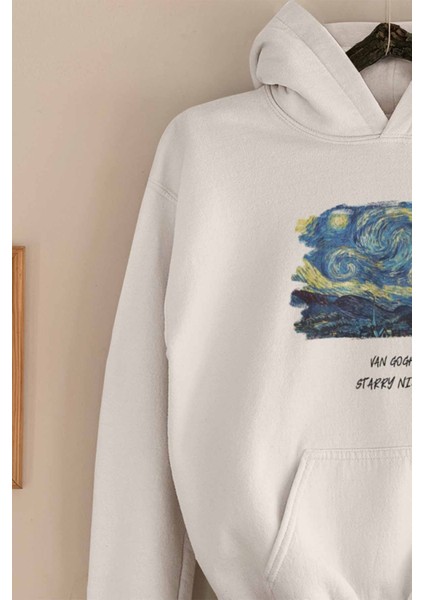 Van Gogh Baskılı Unisex %100 Pamuklu Kapüşonlu Sweatshirt Hoodie