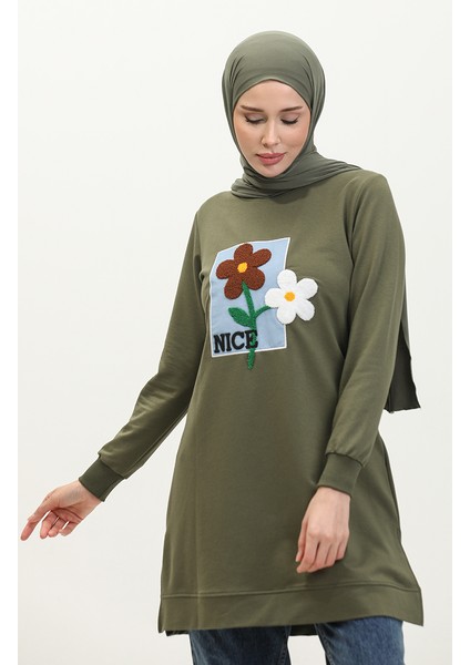 Papatya Nakışlı Tunik 9116-07 Haki
