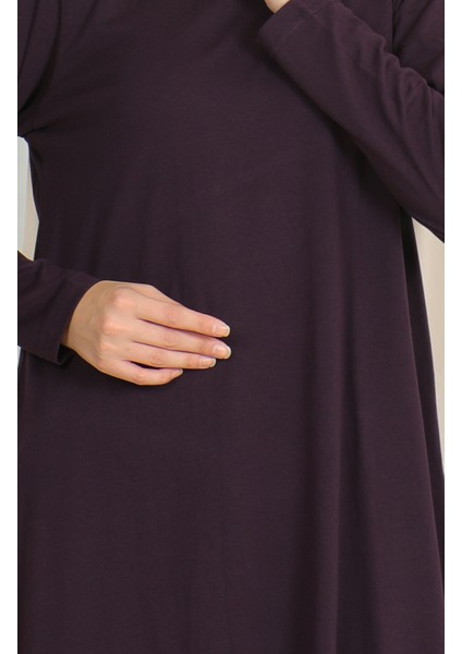 Yırtmaçlı Uzun Tunik 9141-08 Mor