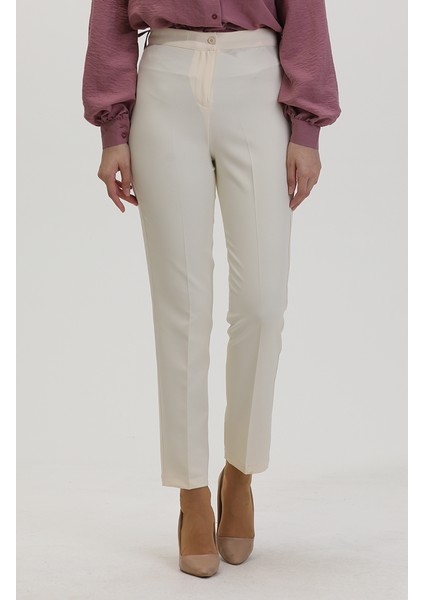 Düz Paça Pantolon 1153-05 Krem